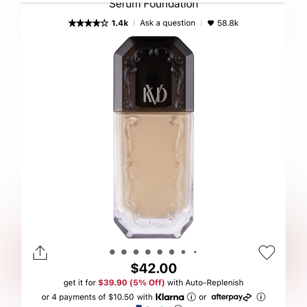 SOLD Kat Von D Green Apple Serum Foundation- 033